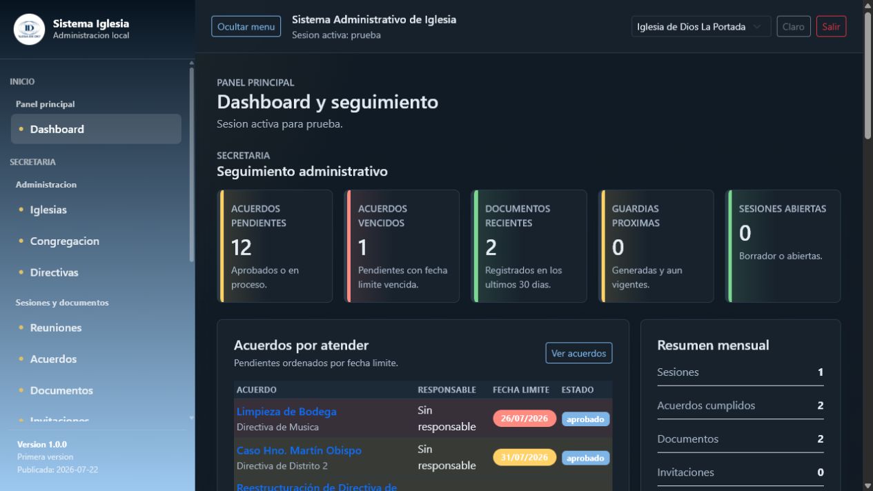 Vista previa de Sistema Administrativo de Iglesia