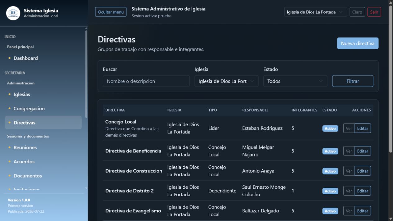 Administración de directivas de iglesia