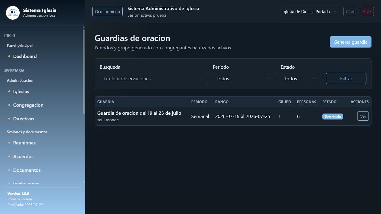 Administración de guardias de oración