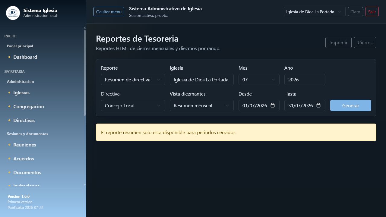 Reportes de Tesorería